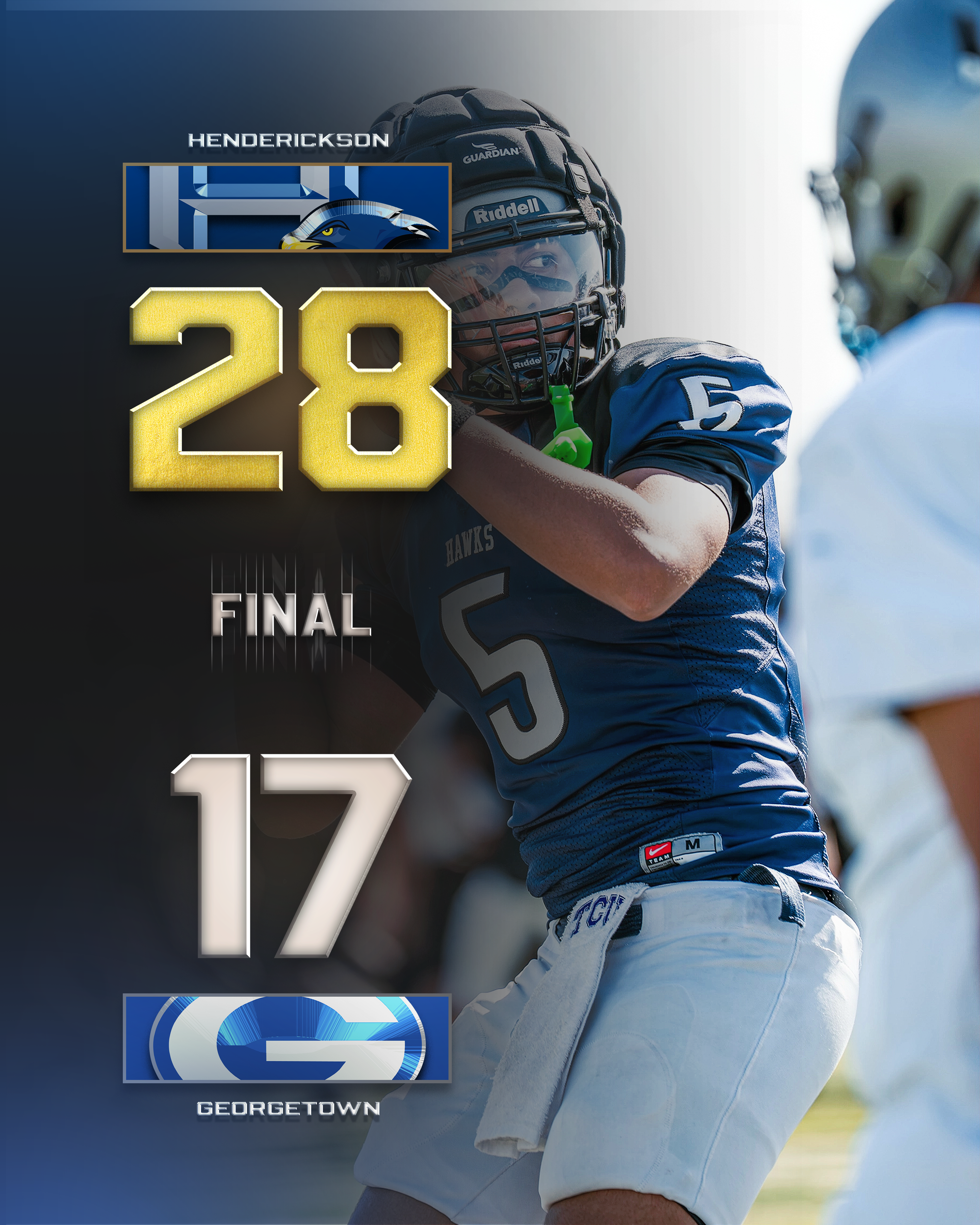 Hendrickson Hawks sores pass Georgetown 28-17 (FINAL SCORE)